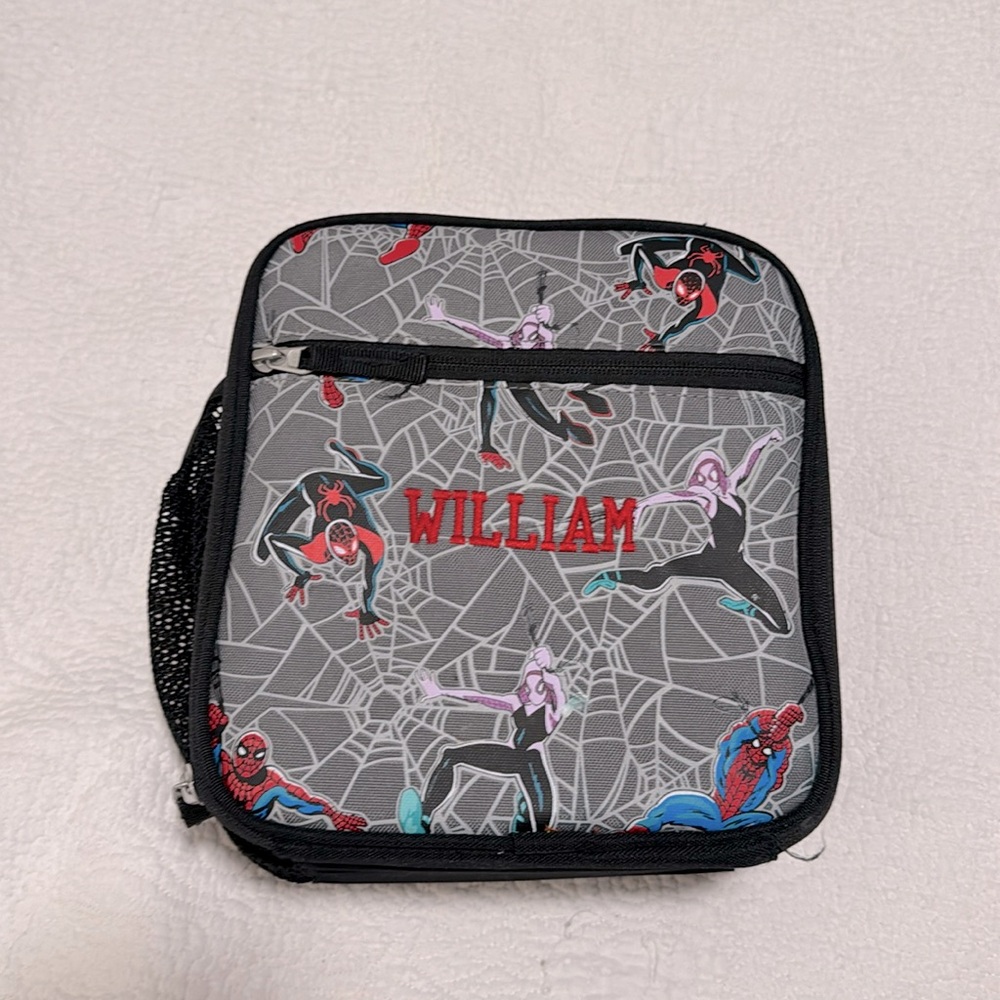 Pottery Barn Kids Spider-Man Ghost-Spider Spin Lunchbox embroidered “WILLIAM”